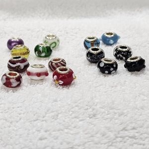 Glass Beads Bundle 925 Silver Center (15 Out Of 18)
